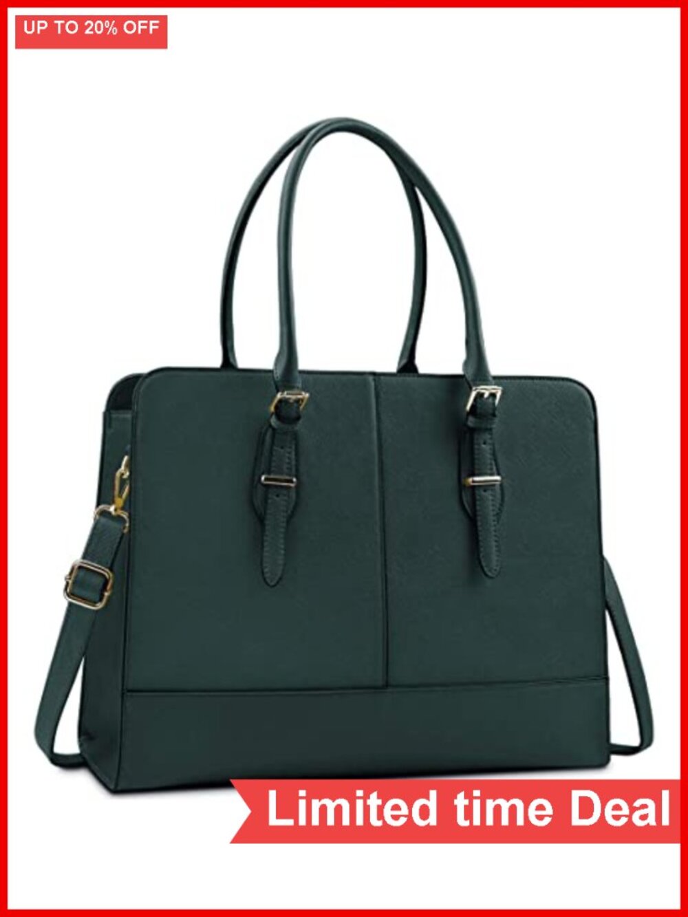 Faux Leather Laptop Tote Work Bag 15.6 Inch